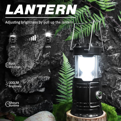 ⛺️50% OFF NOW! Solar Camping Lantern‑ Rechargeable Collapsible LED Lamp, IPX4 Waterproof Light with Magnetic Base & Foldable Hanging Hook for Outdoor Emergency